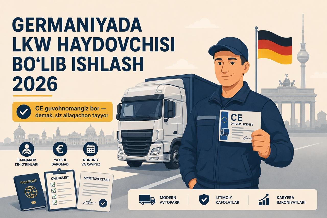 Germaniyada LKW haydovchisi bo'lib ishlash 2026
